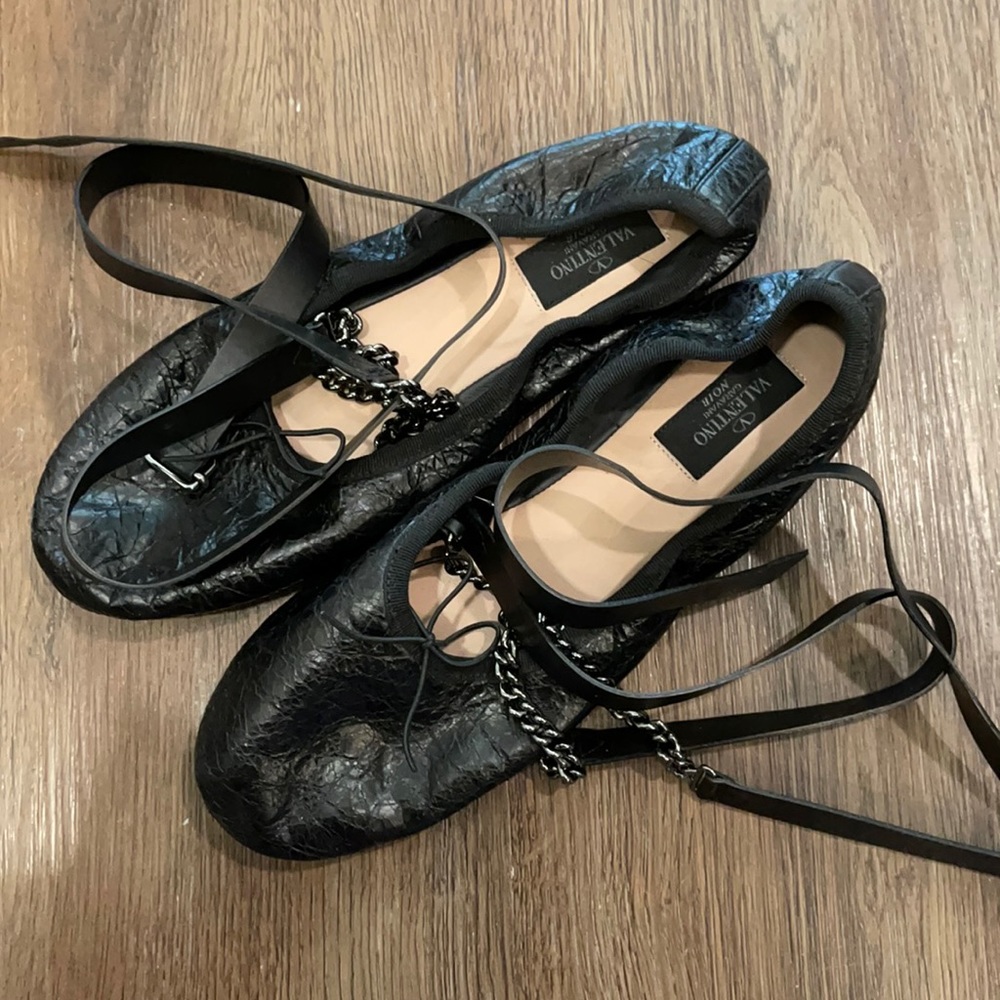 Valentino Black Studrock Ballet Flats 38